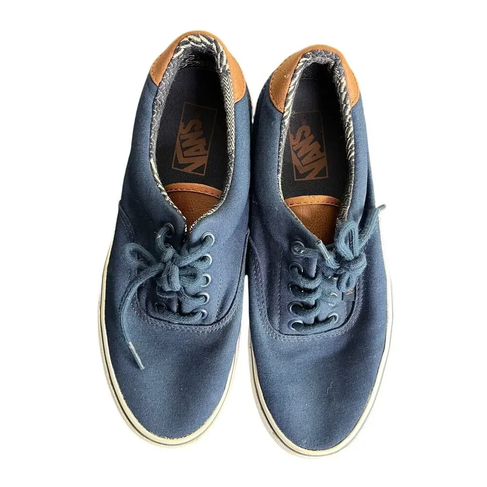 VANS Era 59 C&L‎ Dress Blues Sneakers Mens 7 Casual Boat Shoes Brown Trim NWOT